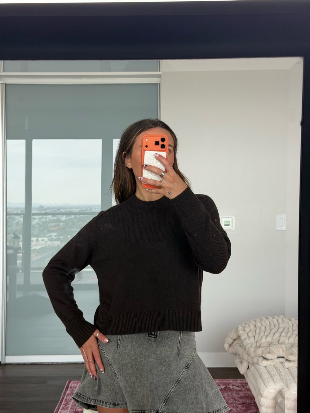 Brown Crewneck Knit Sweater